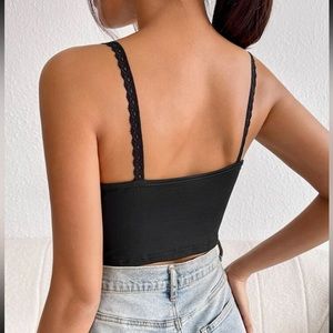 LACE TRIM TIE FRONT CAMI TOP🖤